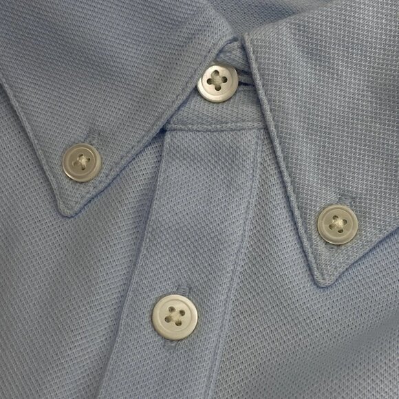 Theory Tailored Function Piqué Polo Shirt • Size M • Skylight Blue Short Sleeve - Picture 3 of 13
